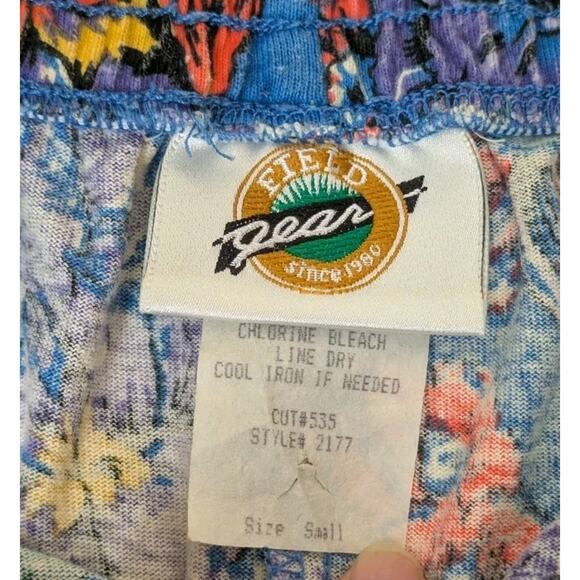 Vintage Cotton Skirt Womens Blue Floral Pockets Pull On Field Gear Midi Sz Small - Picture 5 of 8